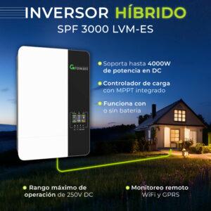 Inversor solar growatt a la red 3000W 120V 48V Guatemala