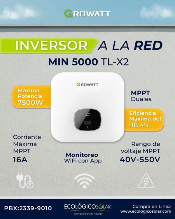 Inversor Growatt MIN 5000 TL-X2 Guatemala